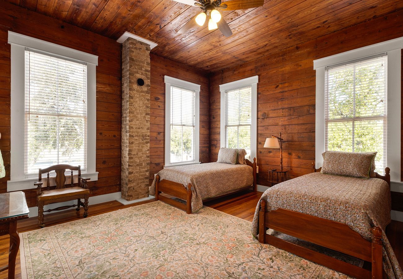 blends old and new: original woodwork